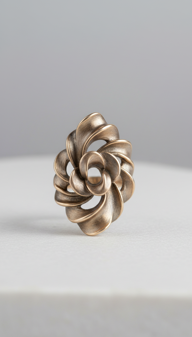 Avant-Garde Cocktail Ring In Gilded Sand Finish
