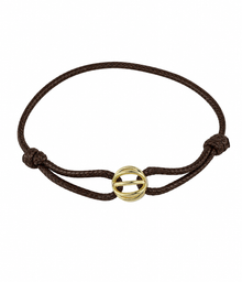 MEN'S LEATHER BRACELET WITH GOLD RING | ADJUSTABLE CORD BRACELET