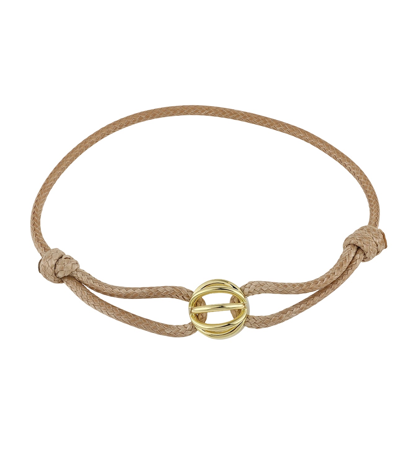MEN'S LEATHER BRACELET WITH GOLD RING | ADJUSTABLE CORD BRACELET