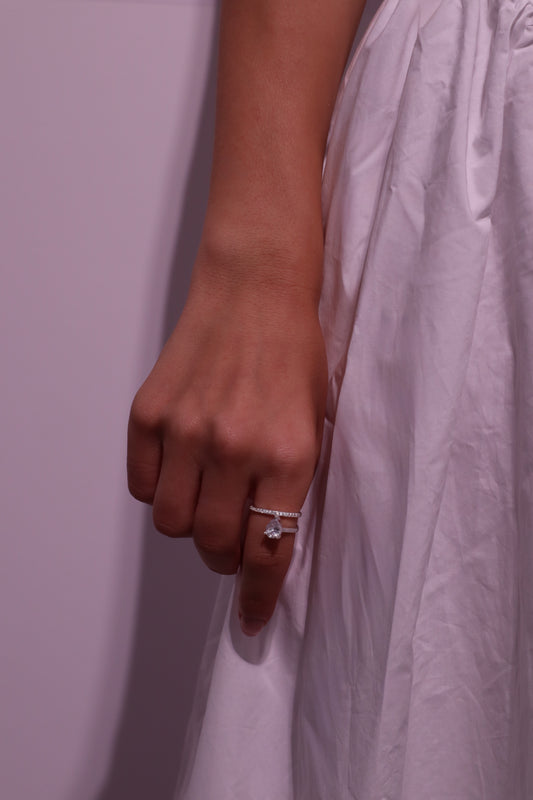 the natalie ring — pear cut moissanite wrap ring