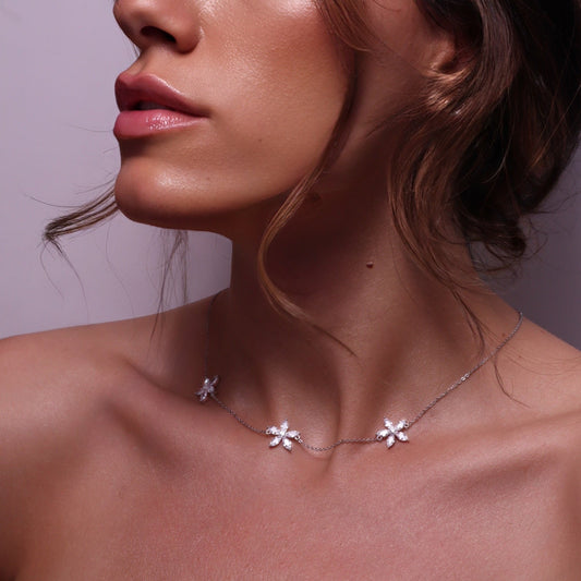 the taylor necklace — moissanite flower necklace in sterling silver