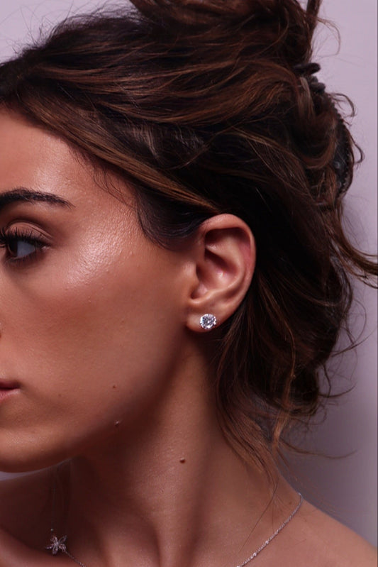 everyday moissanite studs — round moissanite stud earrings in sterling silver
