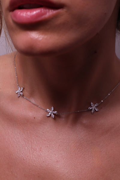 the taylor necklace — moissanite flower necklace in sterling silver