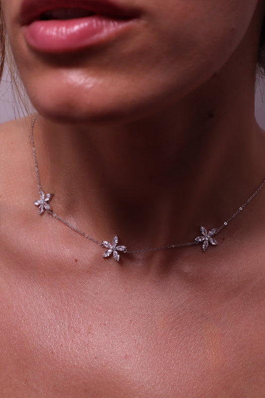 the taylor necklace — moissanite flower necklace in sterling silver